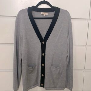 Tory Burch Madeline merino wool contrast trim cardigan XL